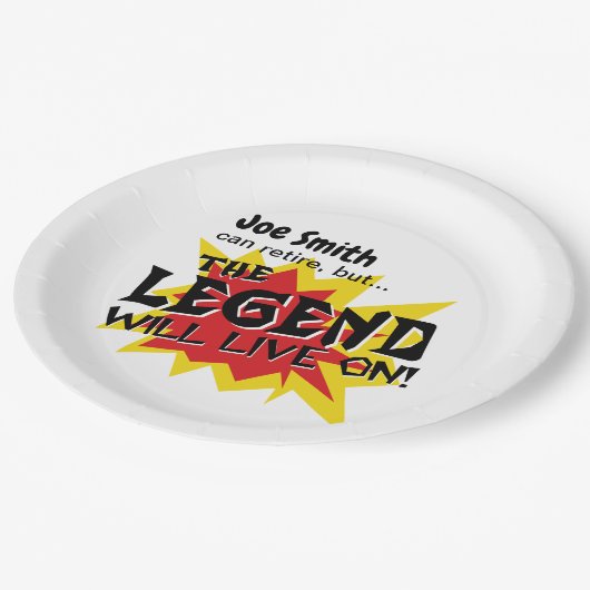 Die Legende des Party "Funny Retirement" wird weit Pappteller (Schrägansicht)