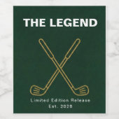 DIE LEGENDE Green & Gold Golf Weinetikett (Einzelnes Label)