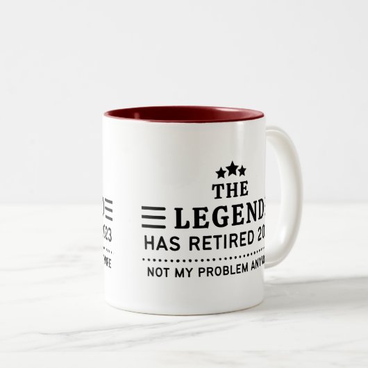 Die Legende hat 2023 nicht mehr mein Problem Zweifarbige Tasse (VorderseiteRechts)