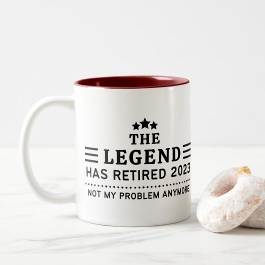 Die Legende hat 2023 nicht mehr mein Problem Zweifarbige Tasse (Mit Donut)