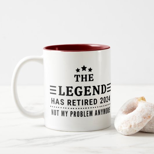 Die Legende hat 2024 nicht mehr mein Problem Zweifarbige Tasse (Mit Donut)