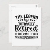 Die Legende hat offiziell den unsicheren Ruhestand Postkarte (Vorne/Hinten)