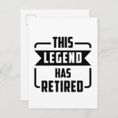 die Legende hat T - Shirt in Rente gestellt Ankündigungspostkarte (Vorne/Hinten)