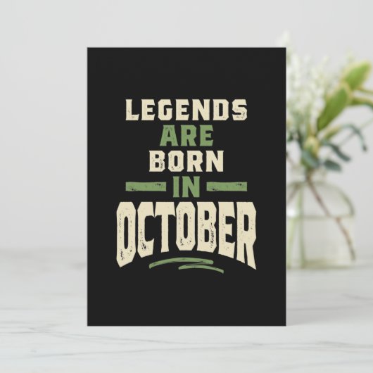 Die Legenden sind im Oktober - Oktober zum Geburts Dankeskarte (Stehend Vorderseite)