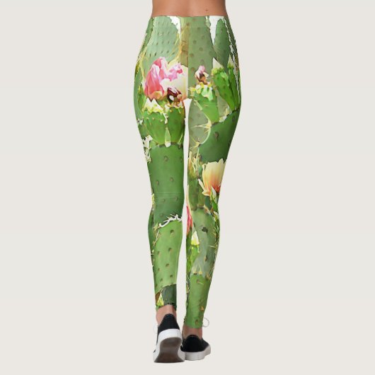 Die Leggings der Frauen - stachelige Birnen-Blüte (Rückseite)