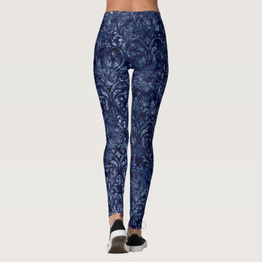 Die Leggings der Marine-Blau-zerquetschten Frauen (Rückseite)