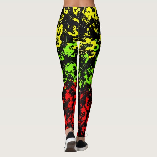 Die Leggings der Rasta Farben-Spritzer-Frauen (Rückseite)