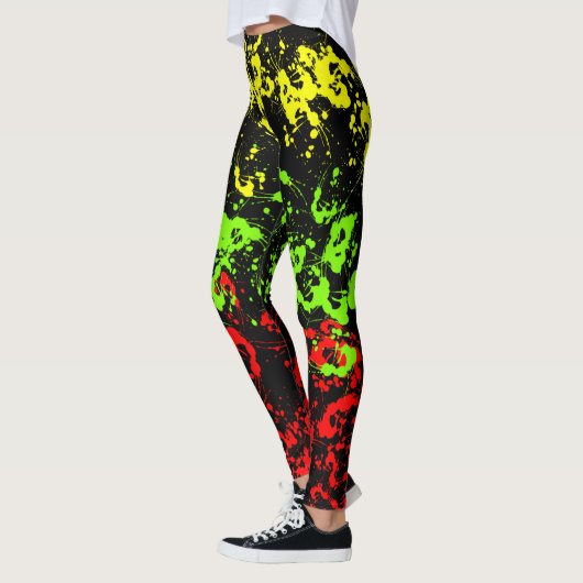 Die Leggings der Rasta Farben-Spritzer-Frauen (Links)