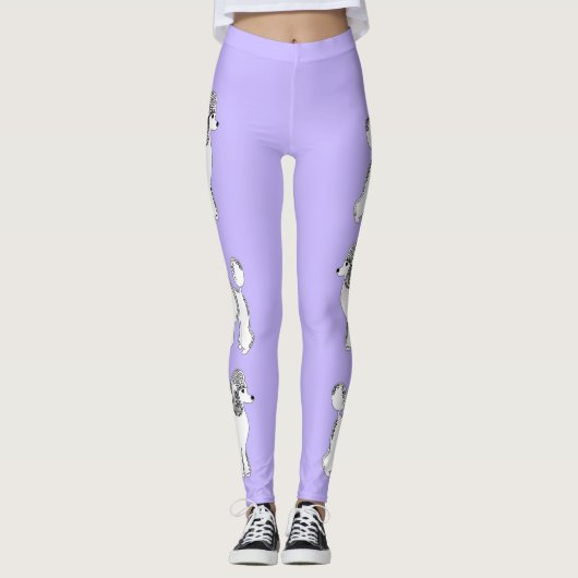 Die Leggings der weiße Pudel-lila Frauen (Vorderseite)