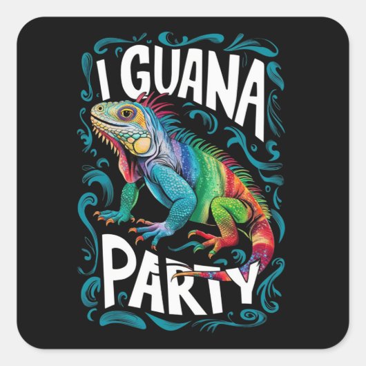 Die Leguana-Partei Quadratischer Aufkleber (Vorderseite)