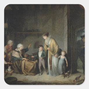 Die Lehre aus der Wohltätigkeit Quadratischer Aufkleber