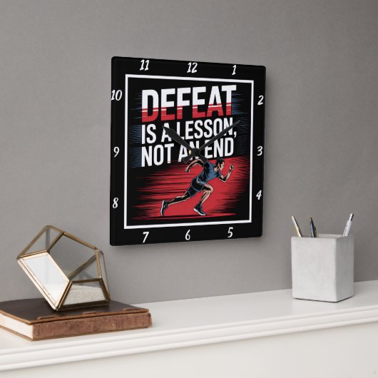 Die Lektion der Niederlage endet nicht Quadratische Wanduhr (Büro)
