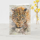DIE LEOPARD-BLANK-KARTE KARTE (Gelbe Blume)