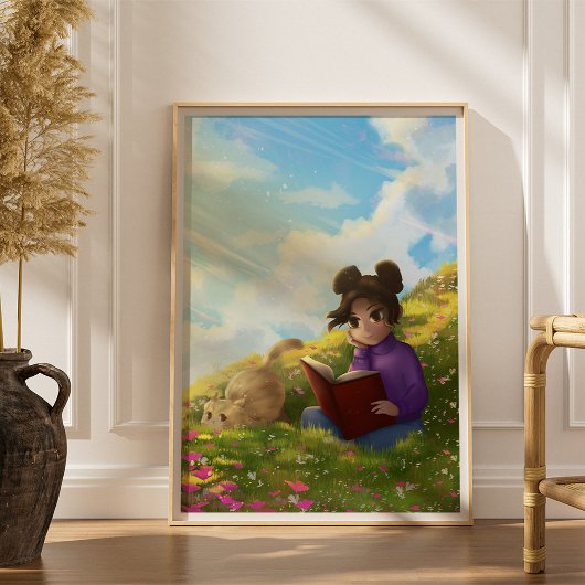 Die Leserin und das gelangweilte Katzen-Poster Poster