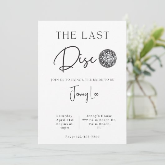 Die letzte Disco Bridal Bachelorette Einladung (Stehend Vorderseite)