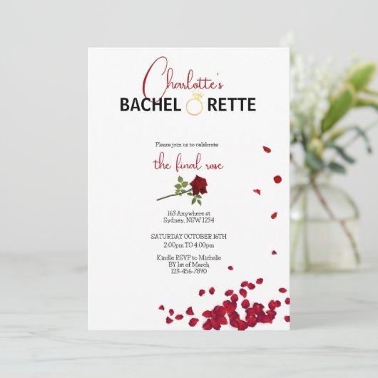 Die letzte Rose Bachelorette Einladung (Stehend Vorderseite)