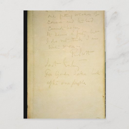 Die letzte Seite seines Tagebuchs, Antarktis Postkarte (Vorderseite)