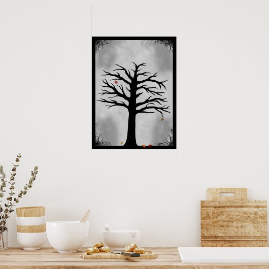 Die letzten Blätter des Herbstes - Spooky Tree Pos Poster (Küche)