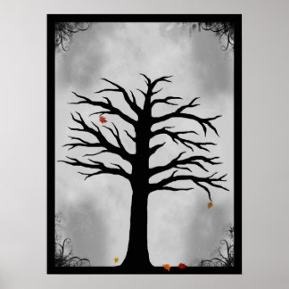 Die letzten Blätter des Herbstes - Spooky Tree Pos Poster
