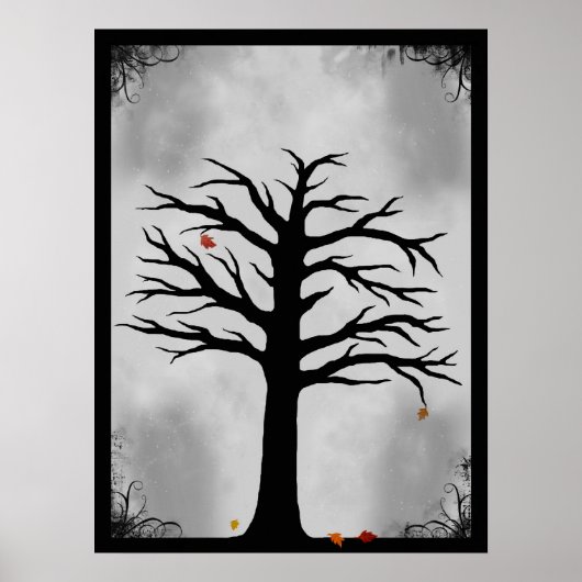 Die letzten Blätter des Herbstes - Spooky Tree Pos Poster (Vorne)