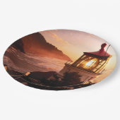 Die Leuchtturm-Ansicht Pappteller (Schrägansicht)