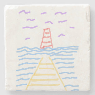 Die Leuchtturm- und Pier-Achterbahn Steinuntersetzer