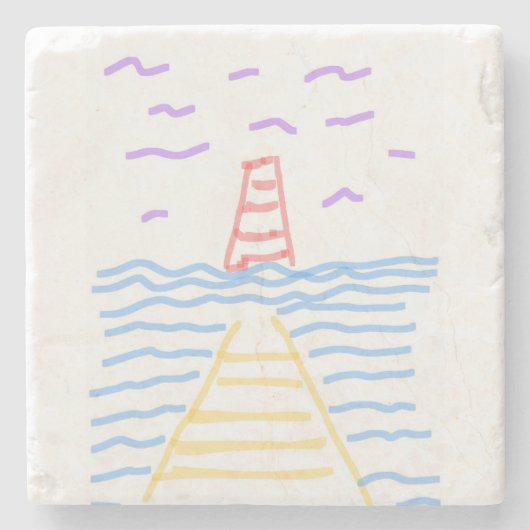 Die Leuchtturm- und Pier-Achterbahn Steinuntersetzer (Vorderseite)