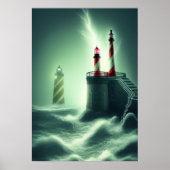 Die Leuchttürme am Meer | AI Art Poster (Vorne)