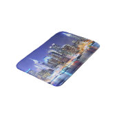 Die Lichter der Stadt bei Nacht Badematte (Schrägansicht)