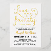 Die Liebe aus Gold Foil macht eine Familiendusche Folieneinladung (Vorderseite)