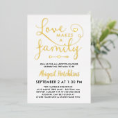 Die Liebe aus Gold Foil macht eine Familiendusche Folieneinladung (Stehend vorne)