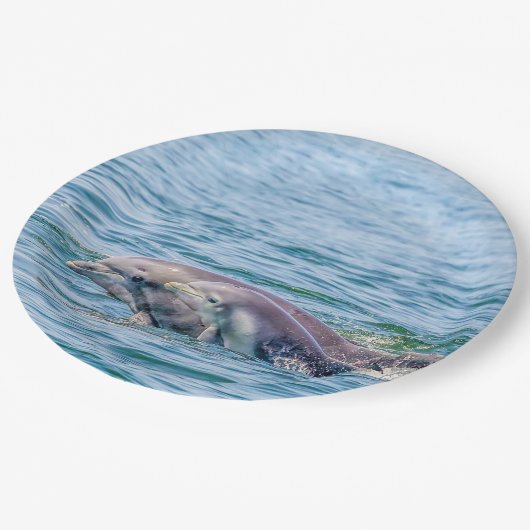 Die Liebe-Delphin der Mutter u. Baby-PapierTeller Pappteller (Schrägansicht)