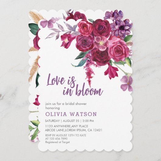 Die Liebe der Aquarellblüten befindet sich im blüh Einladung (Vorne/Hinten)