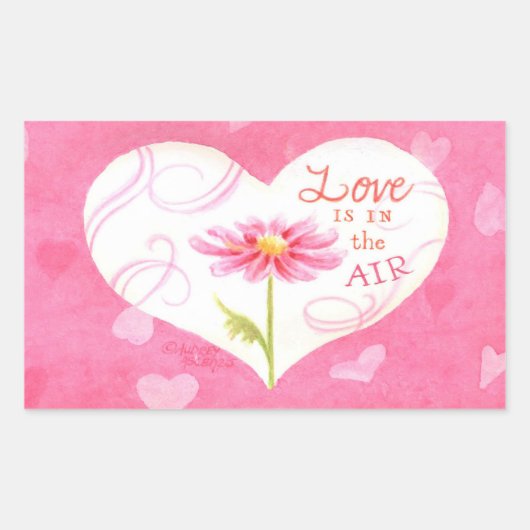 Die Liebe der Herzklammern ist in der Luft Rechteckiger Aufkleber (Vorderseite)
