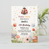 Die Liebe der Mädchen Bug Picnic Polka Dot 1. Gebu Einladung (Stehend Vorderseite)