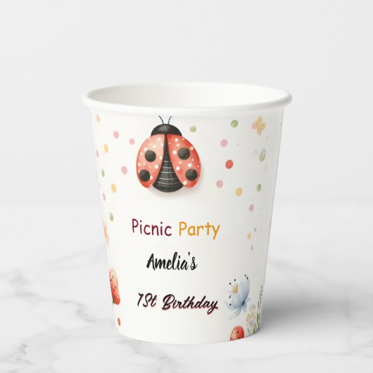 Die Liebe der Mädchen Bug Picnic Polka Dot 1. Gebu Pappbecher (Rückseite)