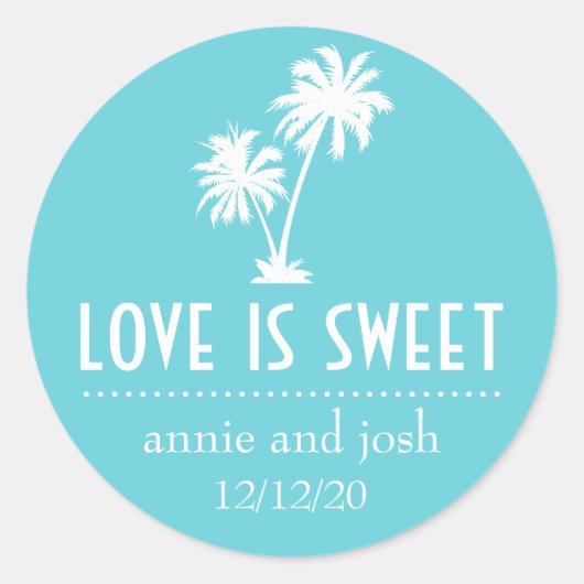 Die Liebe der tropischen Palmen ist ein süßes Labe Runder Aufkleber (Vorderseite)