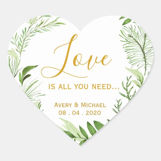Die Liebe des grünen Lorbeerkranzes ist alles, was Herz-Aufkleber (Vorderseite)