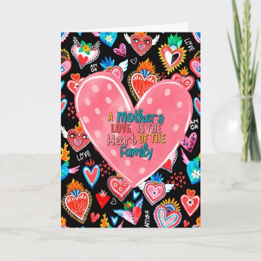 Die Liebe einer Mutter ist das Herz der Familie Karte (Vorderseite)