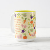 Die Liebe einer Mutter ist wie ein Garten Zweifarbige Tasse (Vorderseite Links)
