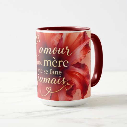 Die Liebe einer Mutter verwelkt nie  Tasse (VorderseiteRechts)