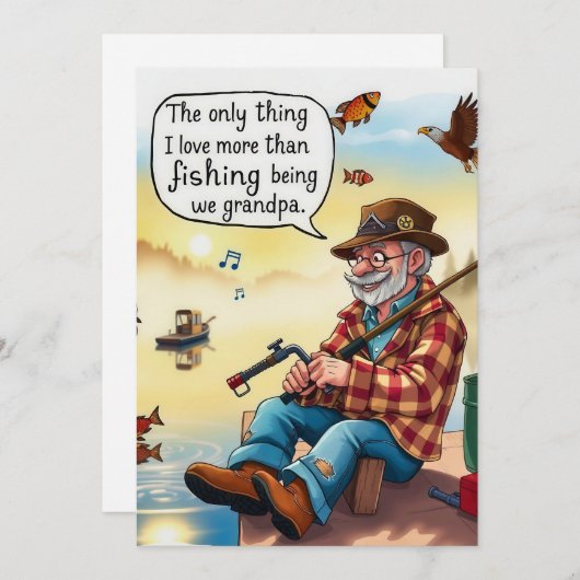 Die Liebe eines Großvaters für die Fischerei Einladung (Vorne/Hinten)