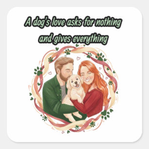 Die Liebe eines Hundes verlangt nichts und gibt al Quadratischer Aufkleber