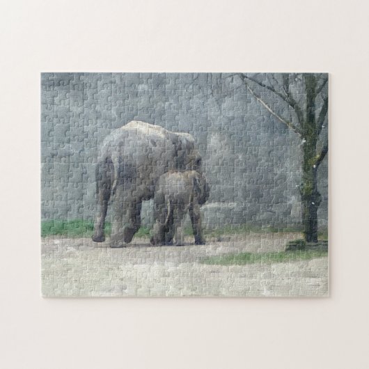 Die Liebe-Elefant und Baby der Mutter Puzzle (Horizontal)