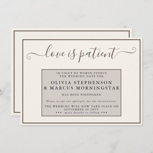 Die Liebe "Erdung verzögert" ist Patient Einladung (Vorne/Hinten)