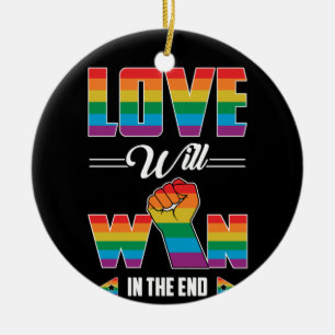 Die Liebe gewinnt am Ende des Gay Pride nur LGBT Keramik Ornament