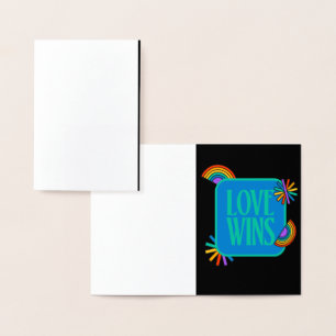 Die Liebe gewinnt. Gay Regenbogen lgbtq Folienkarte