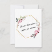 Die Liebe Gottes gibt nie Gaben Dankeskarte (Vorderseite)