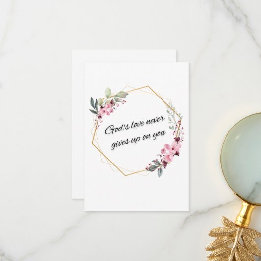 Die Liebe Gottes gibt nie Gaben Dankeskarte (Vorderseite/Rückseite Beispiel)