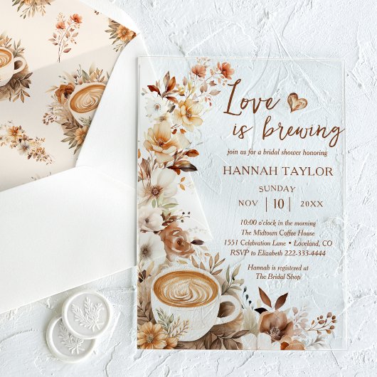 Die Liebe ist die Brewing Boho Kaffee Bridal Dusch Acryleinladungen